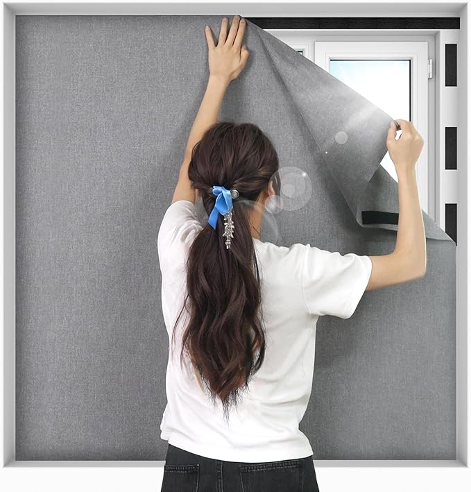 100% Upgraded Blackout Curtains for Bedroom, Rod-Free Hook&Loop Portable Blackout Shades for Travel, Black Out Window Cover No Drill Cuttable for Bedroom, Nursery, Media Room,Grey,57 * 157in