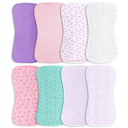 Hakochia Burp Cloths for Baby Boy & Girl Organic Cotton Large Unisex Burp Clothes Extra Absorbent Soft Neutral Burping Rags Spit Up Cloth Sets for Newborns 8 Pack