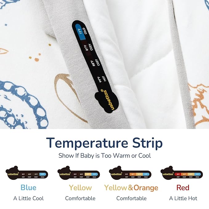 Baby Sleep Sack 12–18 Months, 2.5 TOG Warm Cotton Sleep Sack with Detachable Long Sleeves, Winter Wearable Blanket for Cold Nights, 2-Way Zipper Toddler Sleeping Sack, Ocean