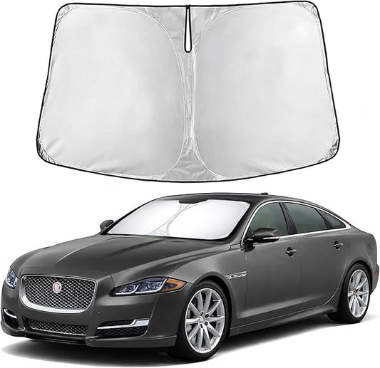 EcoNour Windshield Sunshade for Jaguar XJ 2010–2019 | Custom Fit Front Window Sun Shade | Blocks Harmful UV Rays & Reduces Heat | Foldable Sun Visor with Storage Pouch