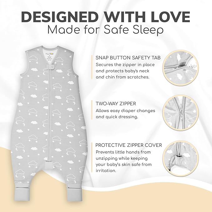 Mama Cheetah Toddler Sleep Sack with Feet 2T, 2.5 TOG Organic Cotton Baby Sleeping Bag with Legs, Baby Wearable Blankets for Walkers w/ 2-Way Zipper, Baby Sleep Sack for Girls Boys, Medium