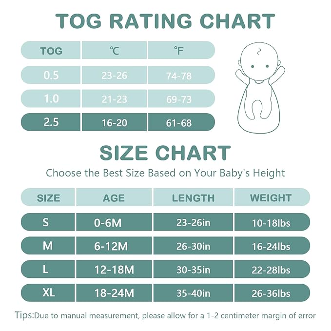 Mosebears Sleep Sack Baby Winter Wearable Blanket with 2-Way Zipper,2.5 TOG Cotton Sleep Sack Unisex (Calm Sage, 18-24 Months)