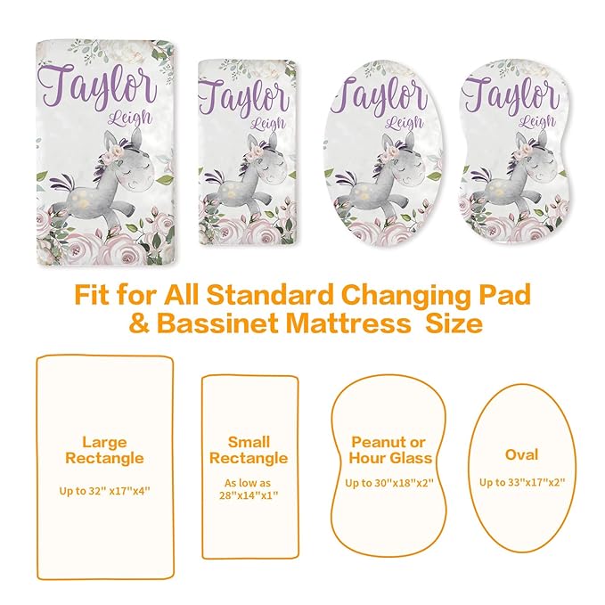 Custom Changing Pad Cover Set - Jersey Knit Ultra Soft Unisex Waterproof Diaper Changing Table Covers with Personalized Name for Baby Boys Girls - Comfy Cozy 2 Pcs Set Style12