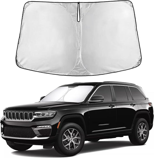 EcoNour Windshield Sun Shade Compatible for Jeep Cherokee 2014–2025 | SUV Front Window Sunshade | Foldable 4-Layer Sun Visor Protector | Blocks UV Rays & Reduces Interior Heat