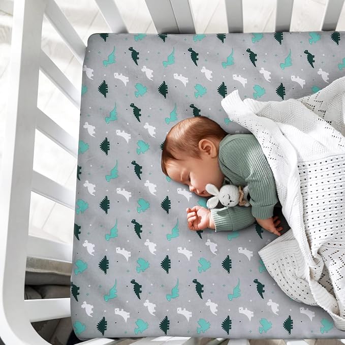 Graco Pack n Play Sheets Fitted 4-Pack | Mini Crib Sheets, Breathable Material, Grey