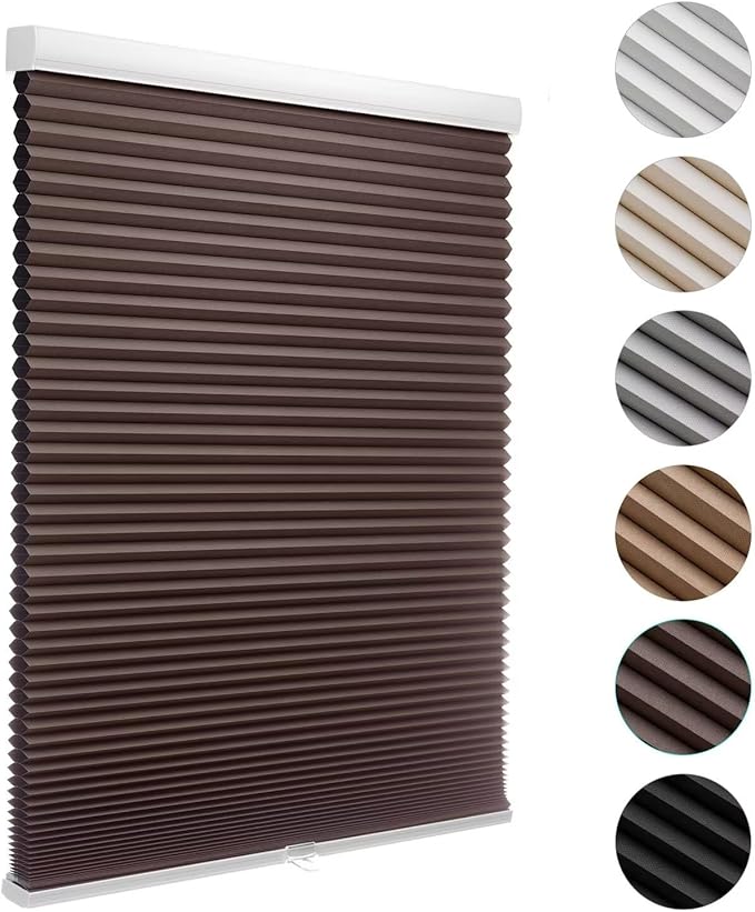 MYshade Cordless Blackout Cellular Shades for Windows, Honeycomb Window Shades with Thermal Insulation, Child & Pet Safe Room Darkening Shade, Easy Install, 18" W x 36" H, Taupe