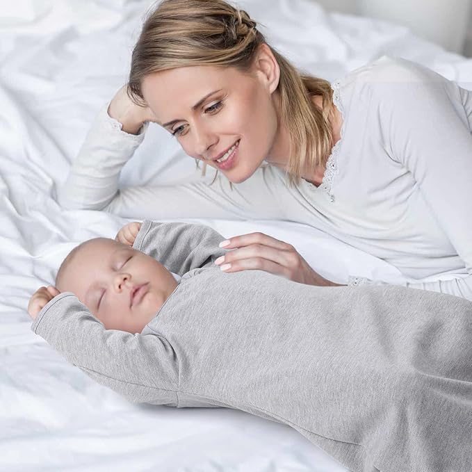Premium Soft Cotton Transitional Swaddle Sack with Arms Up & Sleeves 0-3 Months, Mitten Cuffs, 2-Way Zipper, Sleeping Sacks for Newborns - Calms Startle Reflex, Boys & Girls Sleep Bag