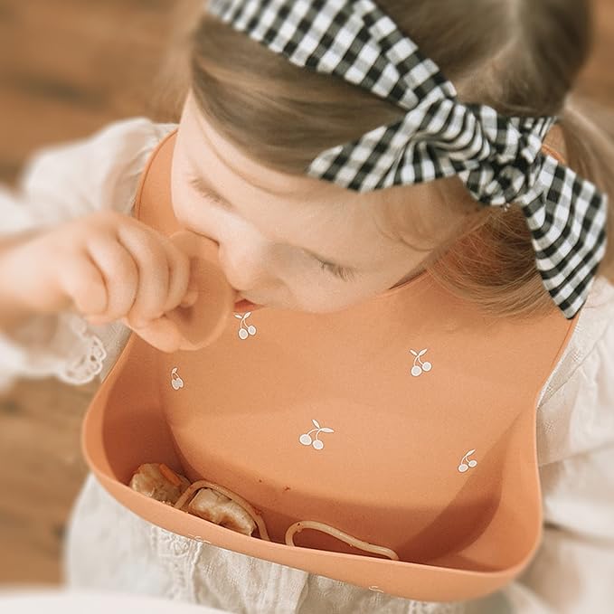 Moonkie Silicone Baby Bibs Set of 2, BPA Free Waterproof Baby Bibs for Eating, Soft Adjustable Silicone Bibs for Babies 6-12 Months, Toddler Bibs with Large Pocket Food Catcher (Ether/Sage)