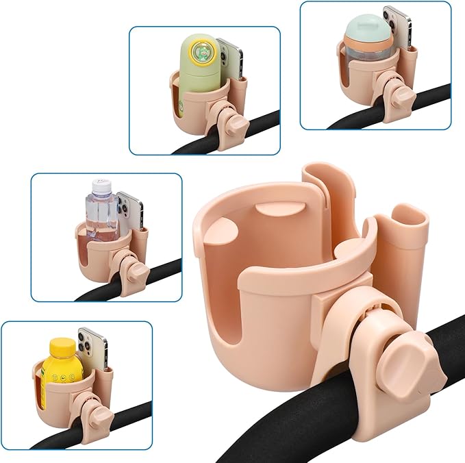 Accmor Stroller Cup Holder with Phone Holder, Bike Cup Holder, Universal Cup Holder for Uppababy Nuna Doona Strollers, 2-in-1 Cup Phone Holder for Stroller, Bike, Wheelchair, Walker, Scooter