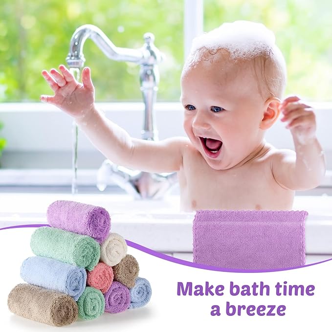 36 Pack Baby Washcloths 10 x 10 Inch Microfiber Coral Fleece Baby Towels Bath Face Towel Absorbent Soft Kids Washcloths Burp Cloth Wash Cloths for Newborns, Infants, Toddlers, Gentle on Sensitive Skin