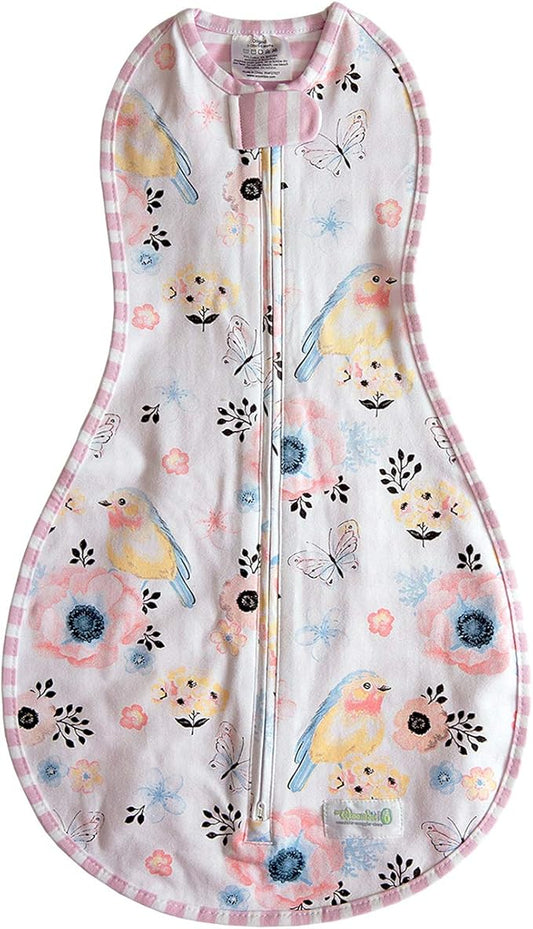 Woombie Grow with Me Baby Swaddle, Convertible Swaddle Fits 0-9 Months, Expands to Wearable Blanket Up to 18 Months, Birds & Stripes