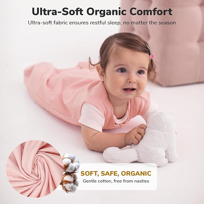 Baby Sleep Sack 1.0 TOG, Organic Cotton Baby Wearable Blanket with Two-Way Zipper, Swaddle Transition Baby Sleeping Bag, All-Season Sleep Sack for Newborn Infant Toddler Boy Girl, 2-Pack 24-48 Month
