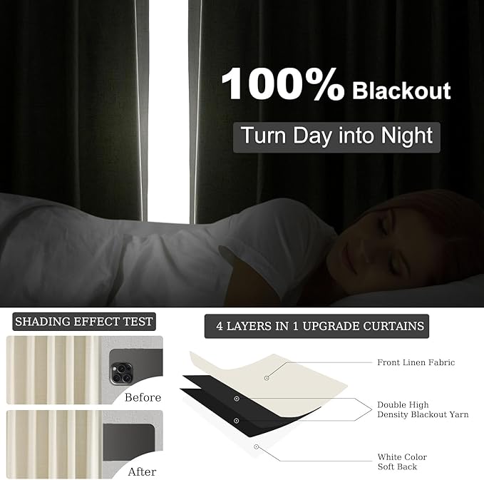 Topfinel 78 Inch Long Curtains for Sliding Door Closet Doors 100% Blackout Curtains for Living Room Bedroom Back Tab Pleated Heat Blocking Insulated Drapes Heat Cream White (W52 x L78) 2 Panels