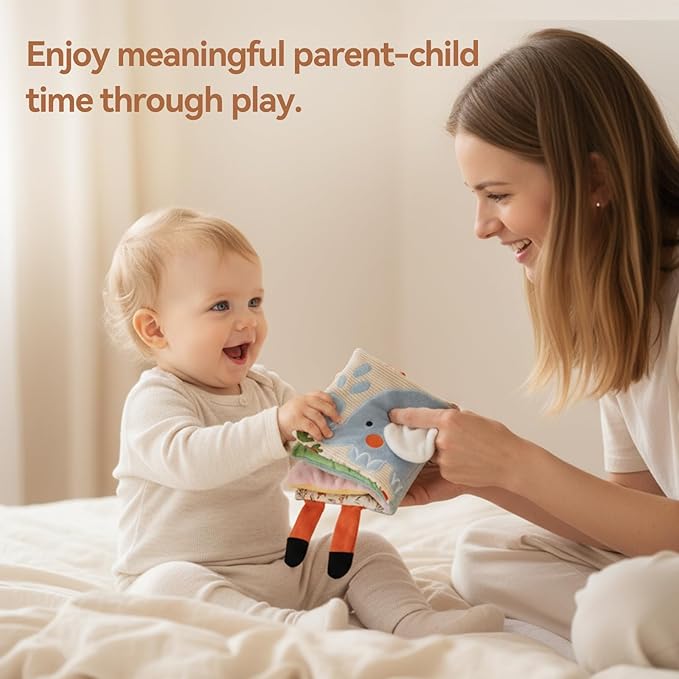 Soft Baby Book Sensory Books for Babies Newborn Infant Toys with Touch and Feel, Crinkle Pages, Mirror, Textures Early Learning Toy Gift for Tummy Time & Sensory Development