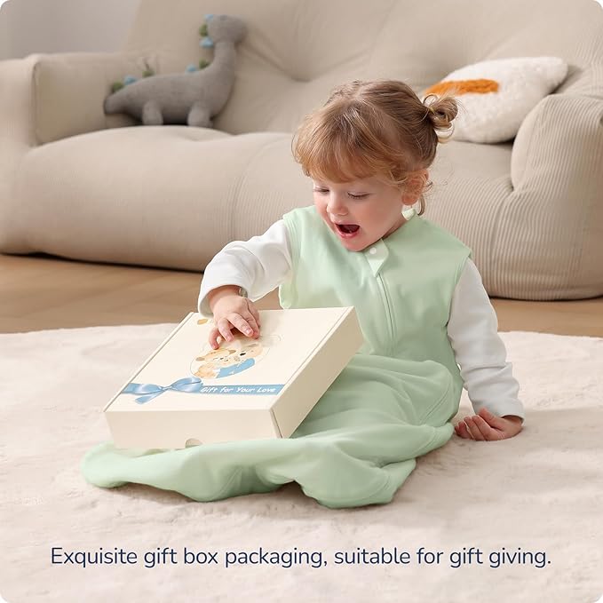 usbettas 1.0 Tog 2.5 Tog Baby Sleep Sack, 100% Cotton Baby Sleeping Bag 3-24M, 2-Way Zipper Baby Wearable Blanket