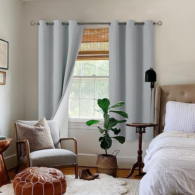 BGment Light Grey Blackout Curtains for Bedroom 63 Inch Length 2 Panels Set, Thermal Insulated Bedroom Curtains Soundproof Room Darkening Window Curtain Drapes, Each Grommet Curtains 42 Inch Wide