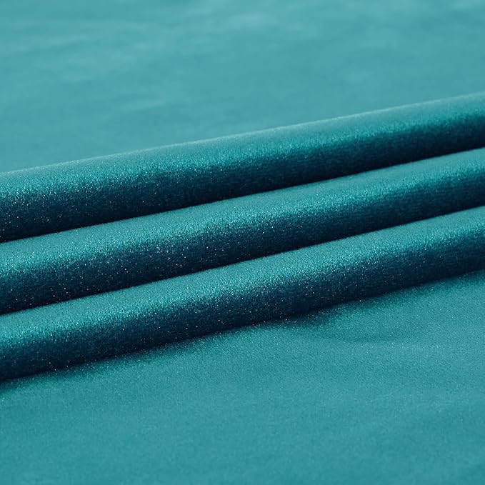 PRIMROSE Teal Velvet Curtains 102 inch Long for Living Room,Set of 2 Panels Blackout Rod Pocket Back Tab Window Treatment Room Darkening Heavy Decorative Curtains Drapes for Bedroom