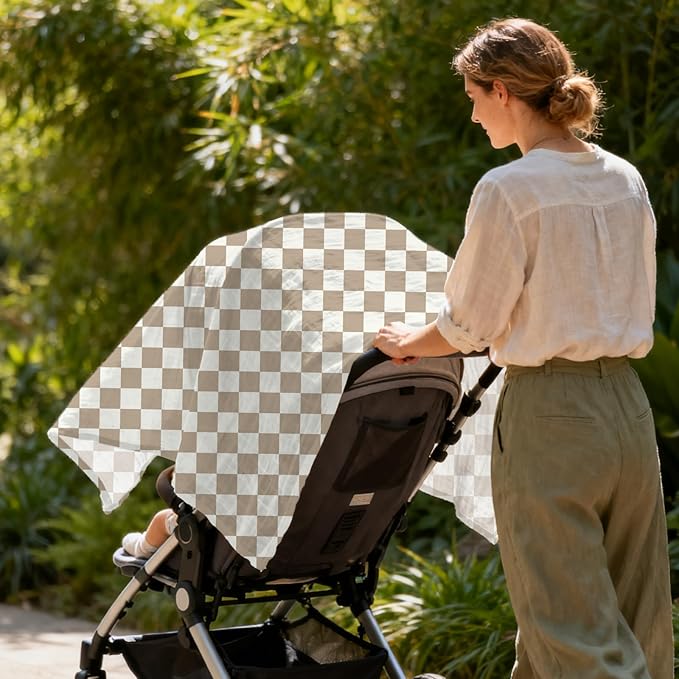 Baby Muslin Swaddle Blankets,2 Pack Receiving Blanket Baby Girl & boy,Large47 x 43 inches,Soft & Skin Friendly Baby Blanket Wrap(Brown)