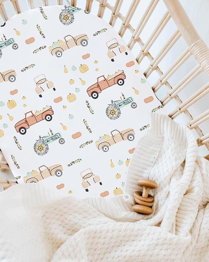 TotAha Premium Stretchy Bassinet Cradle Sheets (2-Pack) -Hypoallergenic, Silky Comfort, Buttery Soft, Calming Effect, All-Season Jersey-Knit Sheets, 32 X 16 X 3'' Halloween Pumpkin