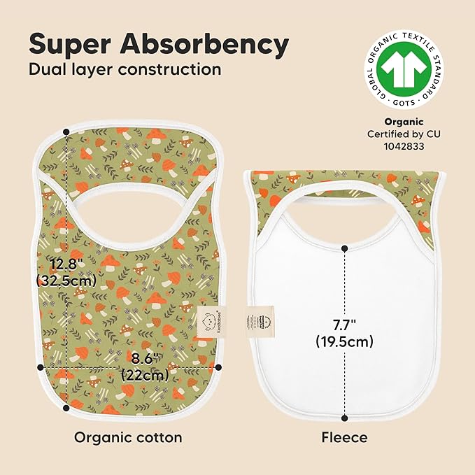 8-Pack Baby Bibs for Boys, Girls - Pullover Bibs for Drooling Teething Baby Girl & Boy Toddler, Newborn, Soft & Absorbent, Cute Colors, Large Torso Coverage Keep Infant Clean & Dry (Fall Spores)