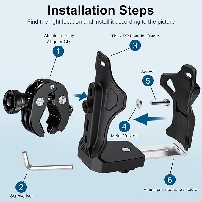 Generic Extra Large Motorcycle ATV Cup Holder Anti Theft, Adjustable Water Bottle Holder for 1.96 – 3.6"" Water Bottle, for Motorcycle Bike Baby Stroller Wheelchair Golf Push Cart Marine Boat Tractor