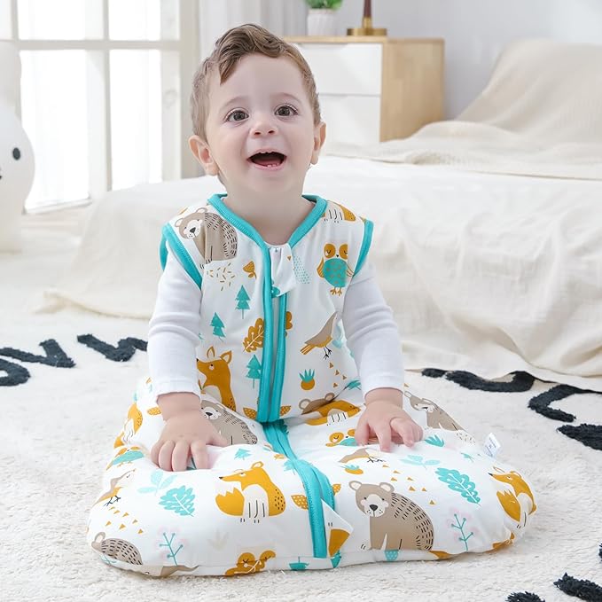 Mosebears Sleep Sack Baby Winter Wearable Blanket with 2-Way Zipper,2.5 TOG Cotton Sleep Sack Unisex (Animal World, 6-12 Months)