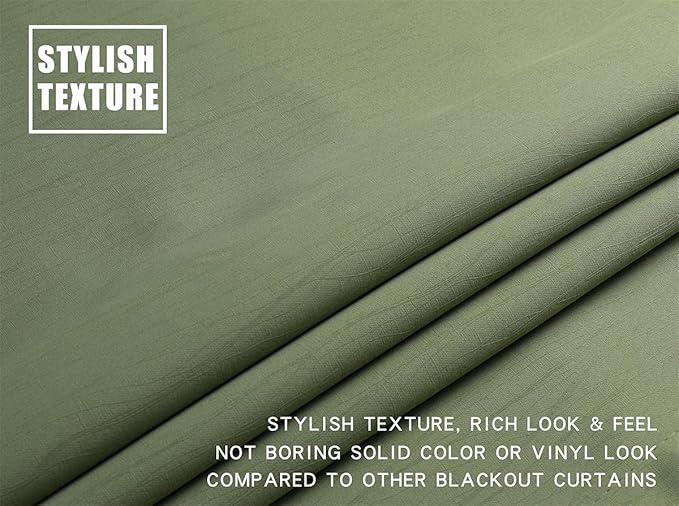 G2000 100% Blackout Curtains for Bedroom & Living Room - 84 Inch Sage Green Grommet Curtains, Room Darkening, Thermal Lined, Light Blocking, Noise Reducing, 2 Panels
