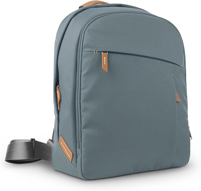 UPPAbaby Changing Backpack/Multiple Storage Compartments/Stroller Strap Attachment/Bottle Insulator and Changing Pad Included/Callum (Stone Blue/Sand Leather)