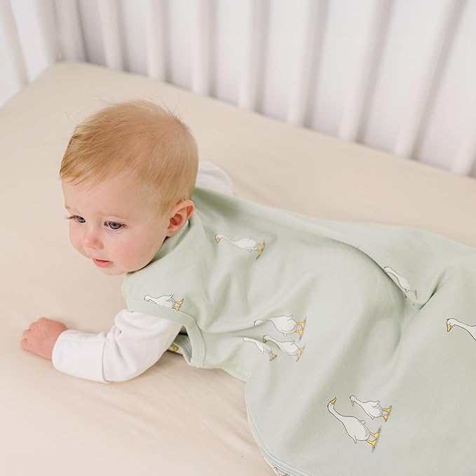 Ecolino Organic Cotton Baby Sleep Sack - 2-Way Zipper Baby Wearable Blanket - Infant Sleeping Bag Sack - 6-18 Months - Goose