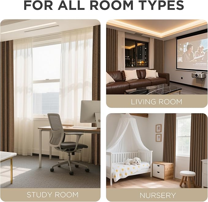 Joydeco Blackout Curtains for Bedroom - 100% Light Blocking 2 Panels Cappuccino Drapes 42" W x 84" L, Thermal Insulated Room Darkening Curtains, Linen Textured for Living Room, Rod Pocket & Back Tabs