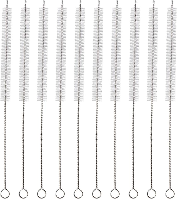 ZRHR Straw Cleaner Brush Kit 10 pcs, 12 inche Extra Long Sizes of Straw Brushes for 40/30/20/14 oz Stanley Mug, Water Bottle, Sippy Cups, Pipes, Stainless Steel Drinking Straws, Tubes