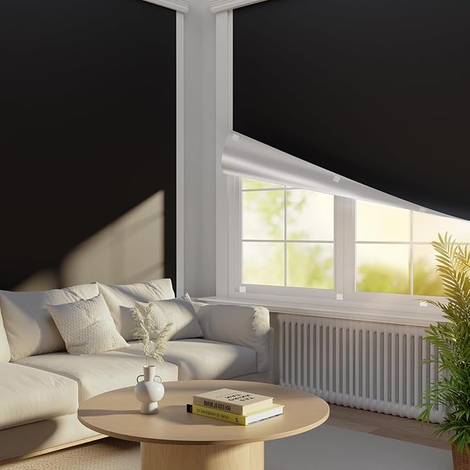 Portable Blackout Shades for Windows - 100% Blackout Window Cover for Travel, Baby Nursery, RV - No Drill, Waterproof, Lightweight Stick On Window Cover with Hook & Loop Tape (24" x 36")