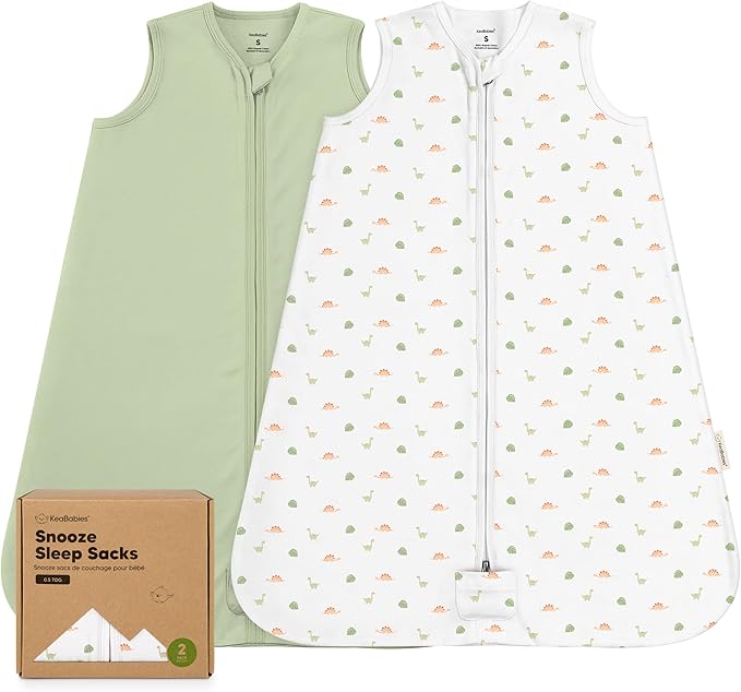 2-Pack Baby Sleep Sacks, Zipper Wearable Blanket - 0.5TOG Organic Cotton, Lightweight, Soft Cozy Infant Sleeping Sack 3-6 months, Easy to Wear Small Newborn Transition Swaddles Sleepsacks (Roarsome)