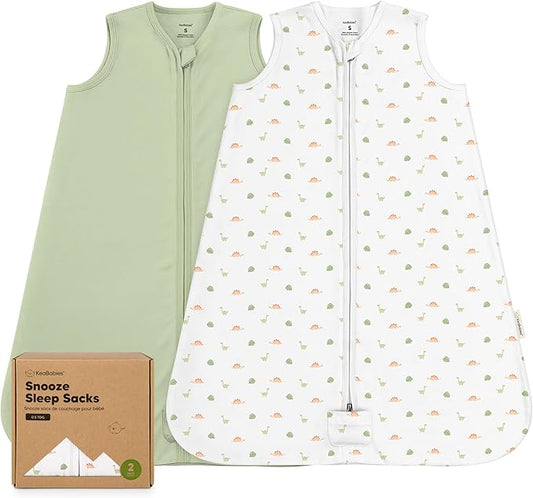 2-Pack Baby Sleep Sacks, Zipper Wearable Blanket - 0.5TOG Organic Cotton, Lightweight, Soft Cozy Infant Sleeping Sack 3-6 months, Easy to Wear Small Newborn Transition Swaddles Sleepsacks (Roarsome)