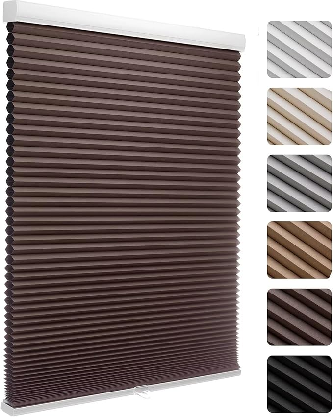 MYshade Cordless Blackout Cellular Shades, 1.5" Honeycomb Window Blinds for Bedroom & Nursery, Thermal Insulated, Noise Reducing, Privacy Shades, Inside or Outside Mount (24" W x 48" H, Taupe)