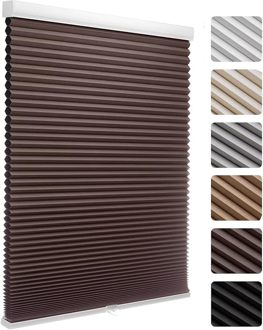 MYshade Cordless Blackout Cellular Shades, 1.5" Honeycomb Window Blinds for Bedroom & Nursery, Thermal Insulated, Noise Reducing, Privacy Shades, Inside or Outside Mount (27" W x 48" H, Taupe)