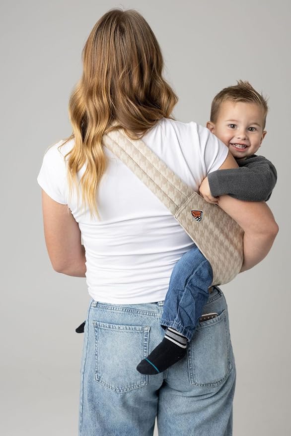 Mabē Monarch Toddler Sling Carrier – Ergonomic Hip Carry Support for Toddlers – Adjustable and Breathable Sling for Easy Up/Down & Comfortable Holding (16–45 lbs, Houndstooth)