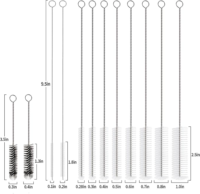 Peitushengjin12-Piece Straw Brush Set Includes 10 Different Diameter Brush Heads. Reusable Cleaning Brushes Suitable for Straws, Straw Cups, and All Types of Tubular Utensils.