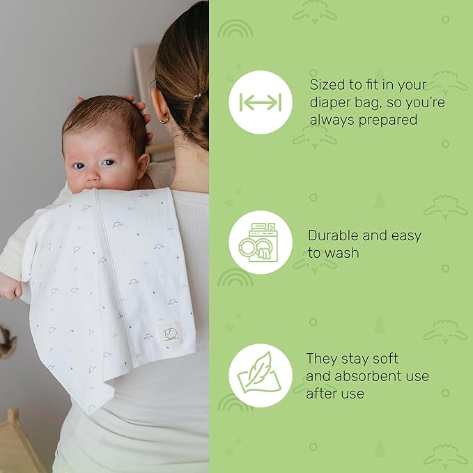 Lamb Babies Snug Baby Cotton Burp Cloths, Absorbent, Lightweight, and Gentle Cotton for Mess-Free Moments, Baby Burp Cloths for Boys and Girls An Essential Addition to Every Parent's Diaper Bag