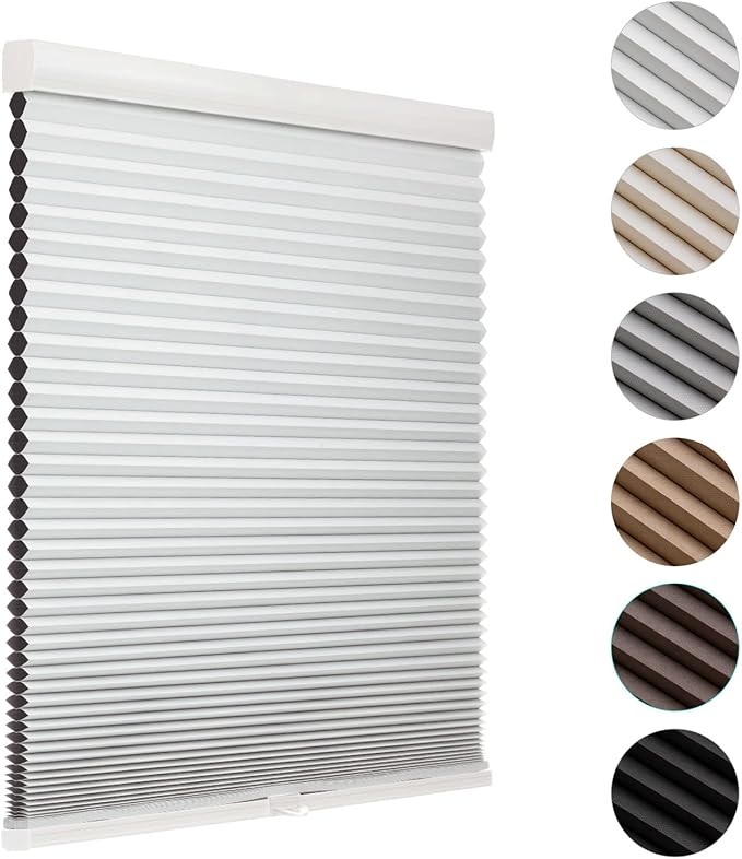 MYshade Cordless Blackout Cellular Shades for Windows, Honeycomb Window Shades with Thermal Insulation, Child & Pet Safe Room Darkening Shade, Easy Install,35" W x 72" H, White