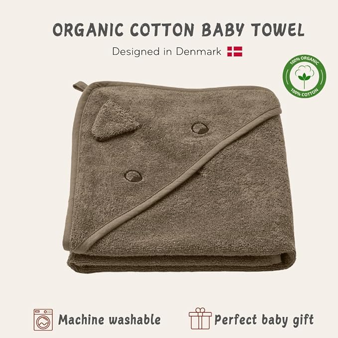 Baby Hooded Towel – Organic Cotton Baby Bath Towels – Baby Towels, Baby Bath Towels for Baby Boy, Baby Girl, 32" x 32" Super-Soft and Absorbent Baby Towels for Newborn (Dino - Green Moss)