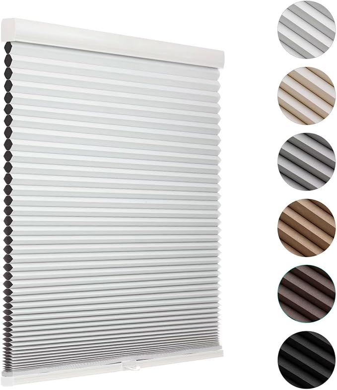 MYshade Cordless Blackout Cellular Shades for Windows, Honeycomb Window Shades with Thermal Insulation, Child & Pet Safe Room Darkening Shade, Easy Install, 36" W x 48" H, White