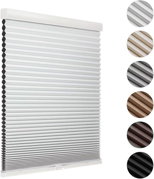 MYshade Cordless Blackout Cellular Shades for Windows, Honeycomb Window Shades with Thermal Insulation, Child & Pet Safe Room Darkening Shade, Easy Install, 25" W x 36" H, White