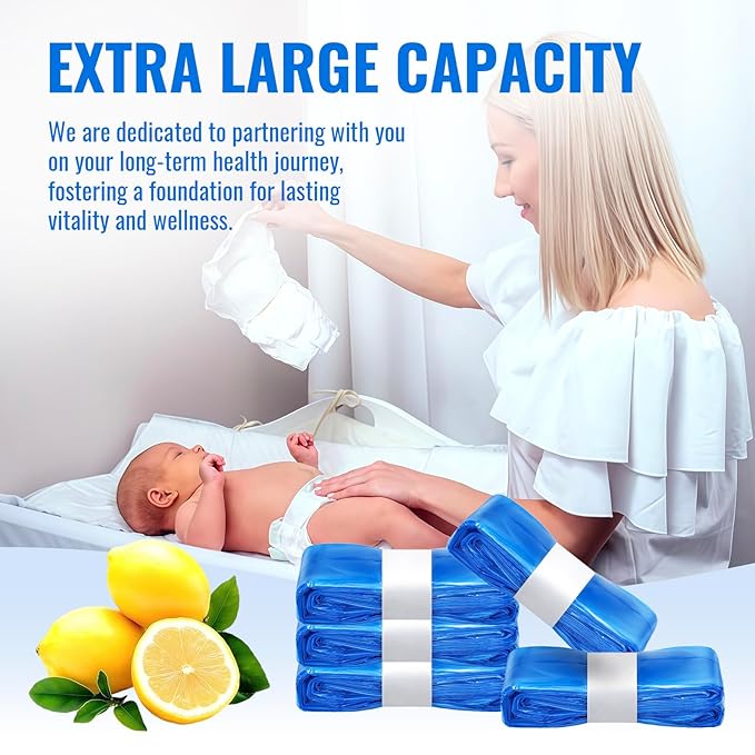 GDLVDI HOME Compatible with Diaper Genie Pails Diaper Pail Refills | 8 Pack Lemon-Scent Continuous Liner Refills for Baby Diaper Pails | Durable Leak-Resistant Odor-Blocking Rolls | Easy Cut & Tie