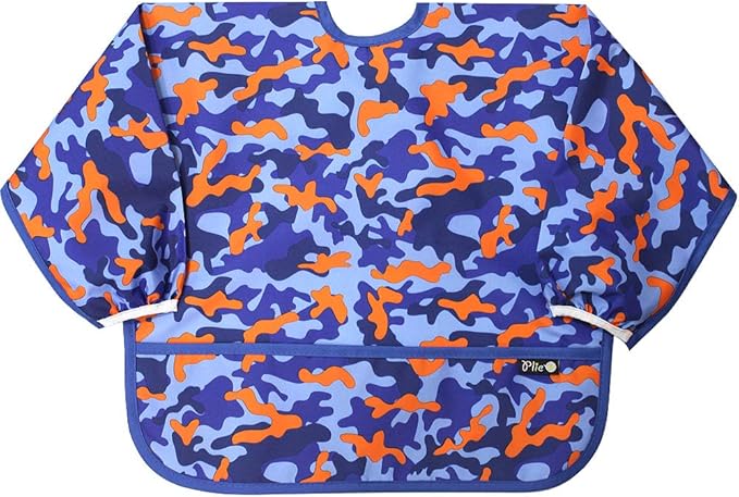 Plie Long Sleeve Waterproof Bib for Toddlers – Soft Feeding Smock for Baby Mealtime, Self-Feeding, BPA-Free, Easy Clean