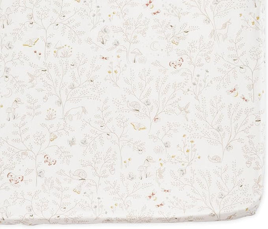 Pehr Crib Sheet, Secret Garden | Breathable Brushed Organic Cotton for Soft Sleep | Snug Fit | Reusable Fabric Bag Packaging | Standard Crib Mattresses up to 52”L x 28”W x 8”H