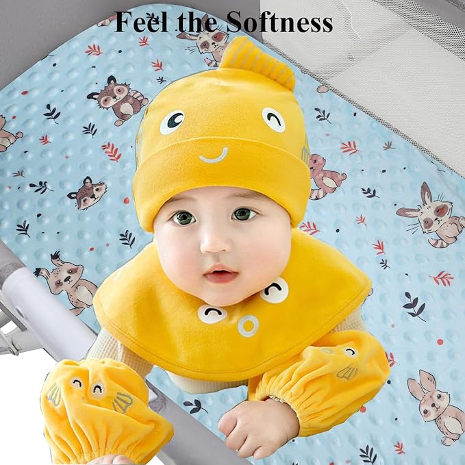 Dot Bassinet Sheet Set 2 Pack Stretch Fitted 35"x21" Bedside Bassinet Sheets,Ultra Soft, for Baby Girls and Boys Rabbit,Fox Deer Bear