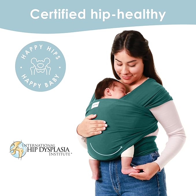 Sleepy Wrap Stretchy Ergonomic Baby Carrier Sling for Newborns to Toddlers - Hands-Free Lightweight Baby Wrap 7-35 lbs (Dark Green)