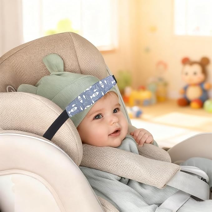 4 Pcs Baby Car Seat Head Support Toddler Infant Head Support Neck Relief Strap Headrest Sleeping Traveling for Kids Children Child Baby(Waves, Fish Bone, Little Fish, Cloud)