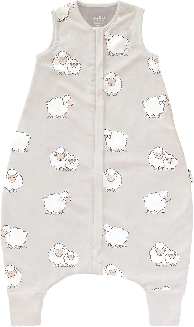 Woolino 4 Season Baby Sleep Bag with Feet Opening, Australian Merino Wool and Organic Cotton, Toddler Sleeping Bag, 18-36mo, Sheep